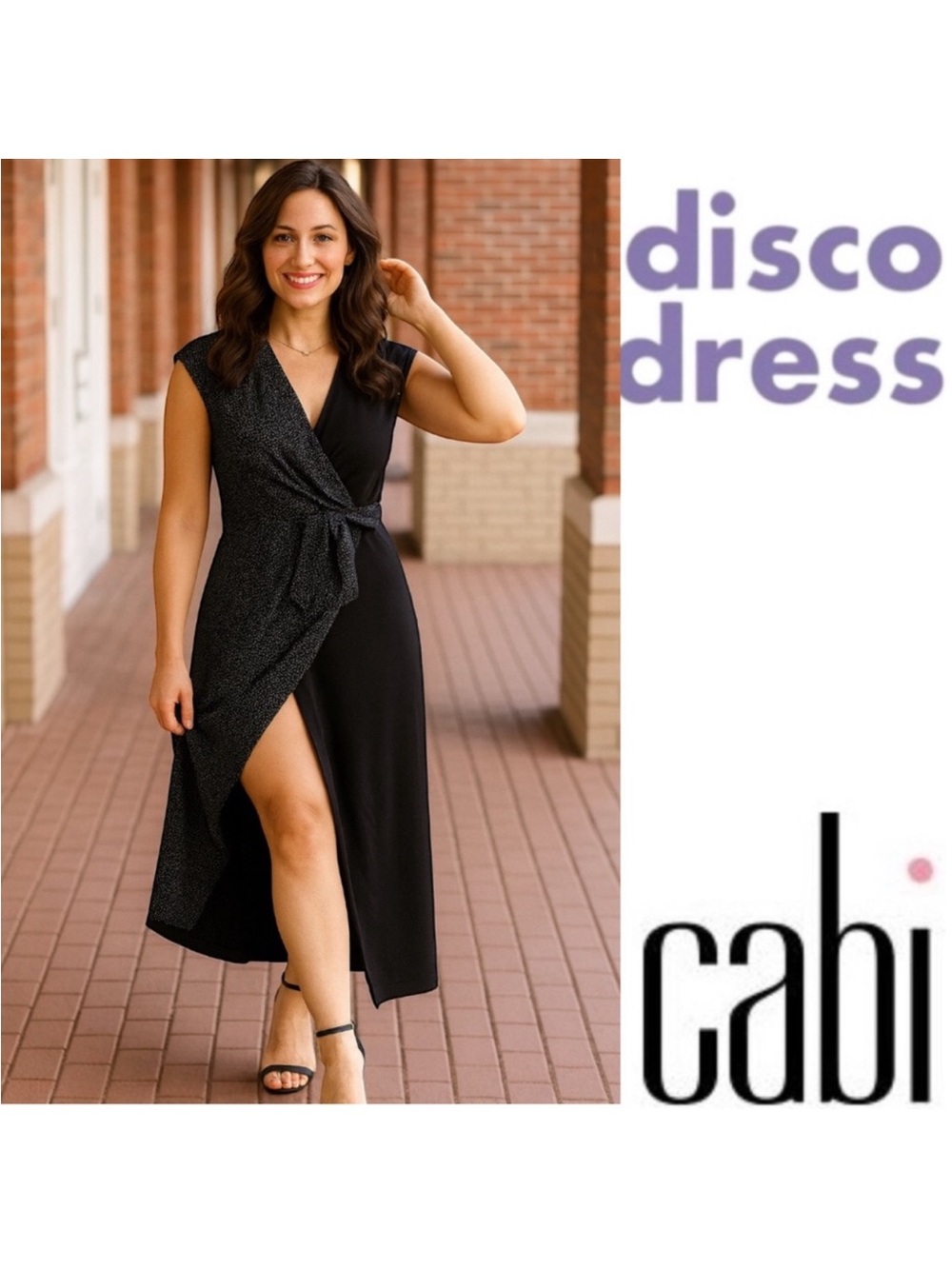 CAbi 5609 Disco Wrap Maxi Long Dress Black and White Polka Dot True Wrap XL